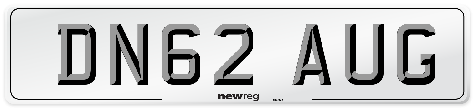 DN62 AUG Number Plate from New Reg